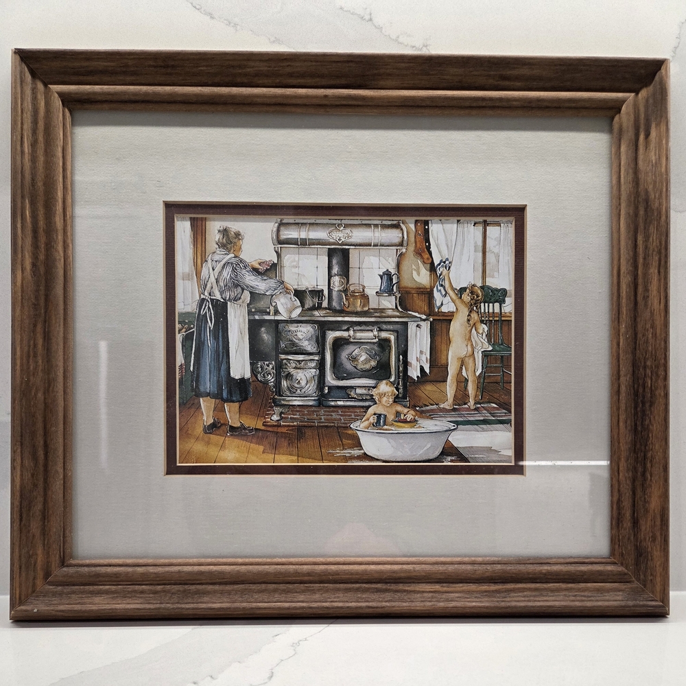 Wooden Framed Homestead Kitchen Scene Wall Art